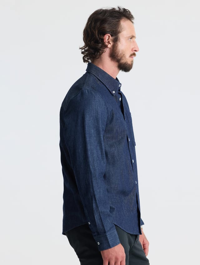 Camisa chambray de algodón hombre