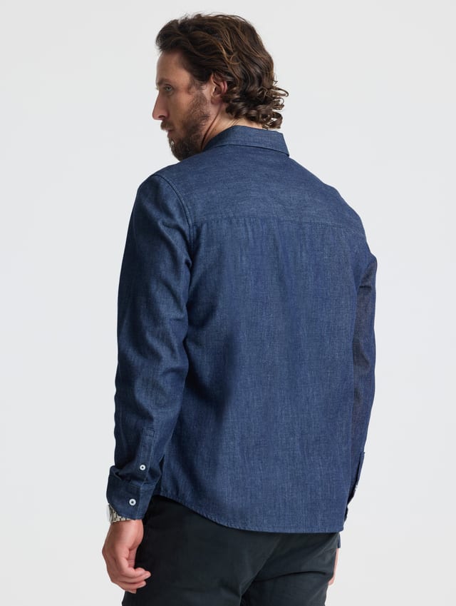 Camisa chambray de algodón hombre