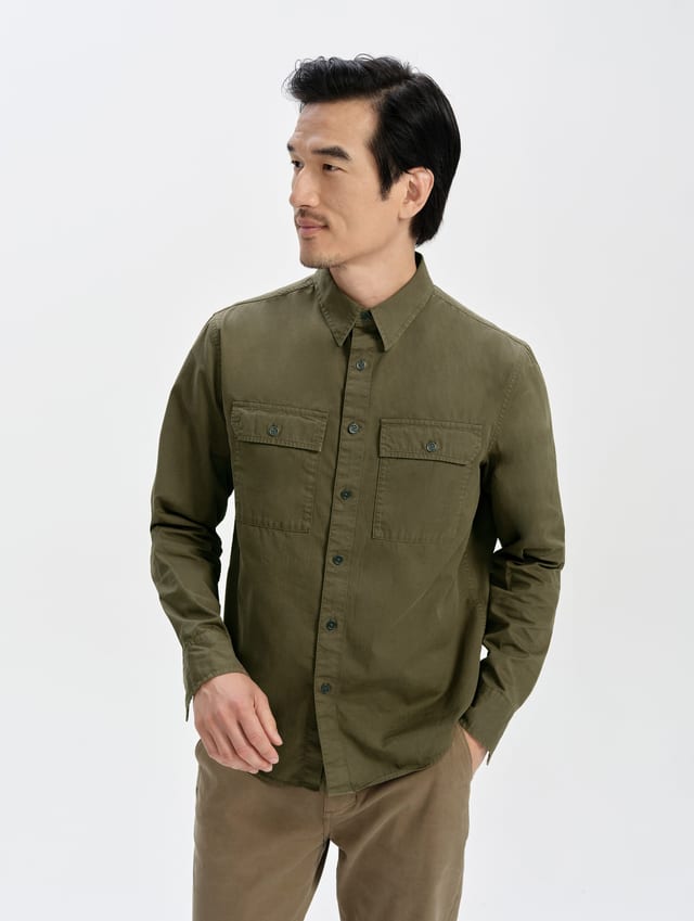 Camisa de trabajo de algodón peinado hombre