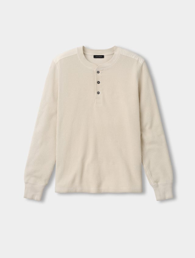 Polo henley de tejido waffle hombre