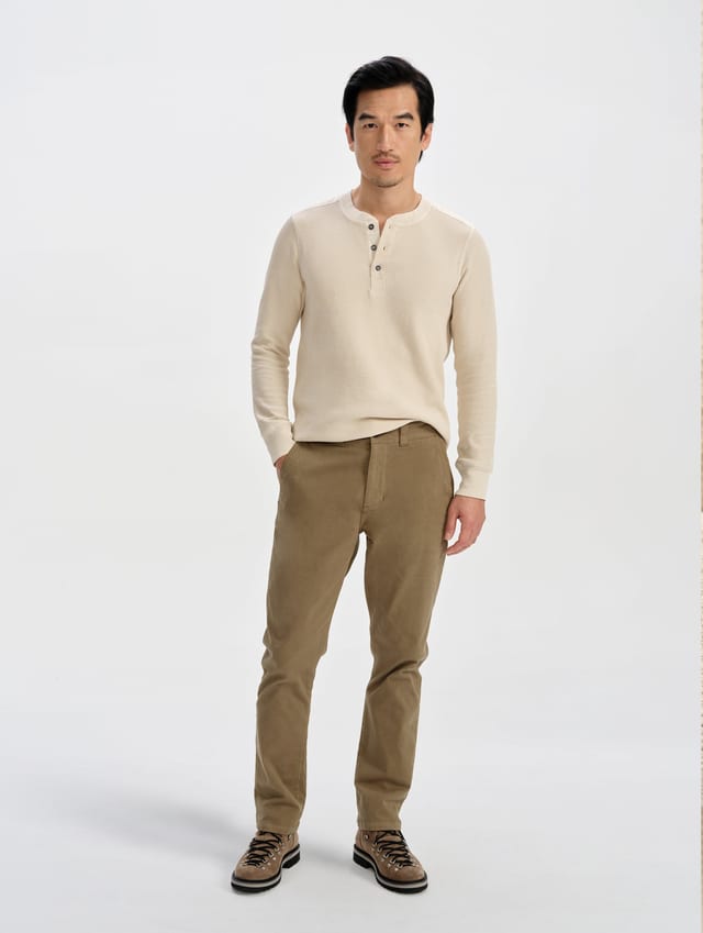 Polo henley de tejido waffle hombre