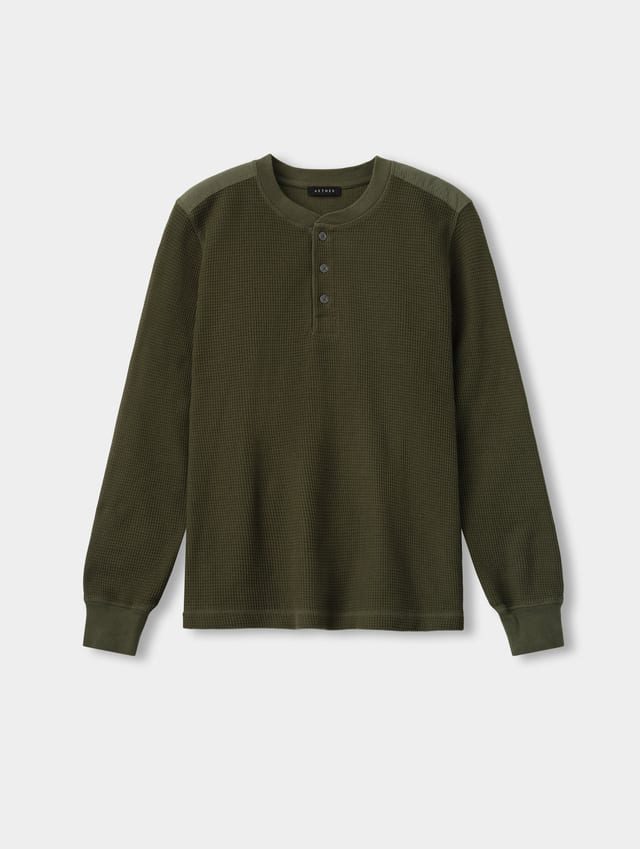 Polo henley de tejido waffle hombre