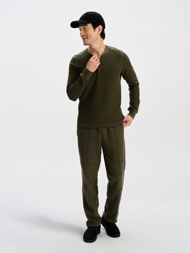 Polo henley de tejido waffle hombre