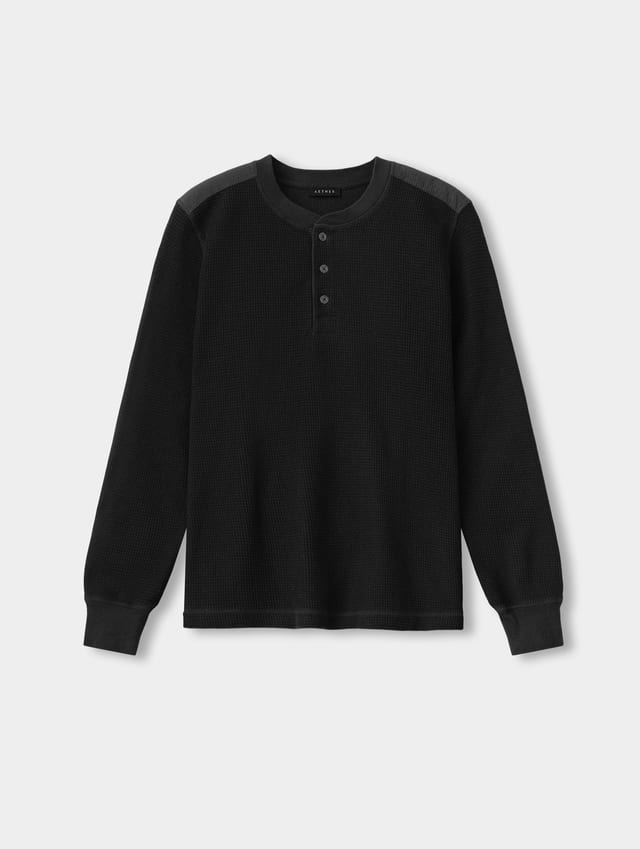 Polo henley de tejido waffle hombre