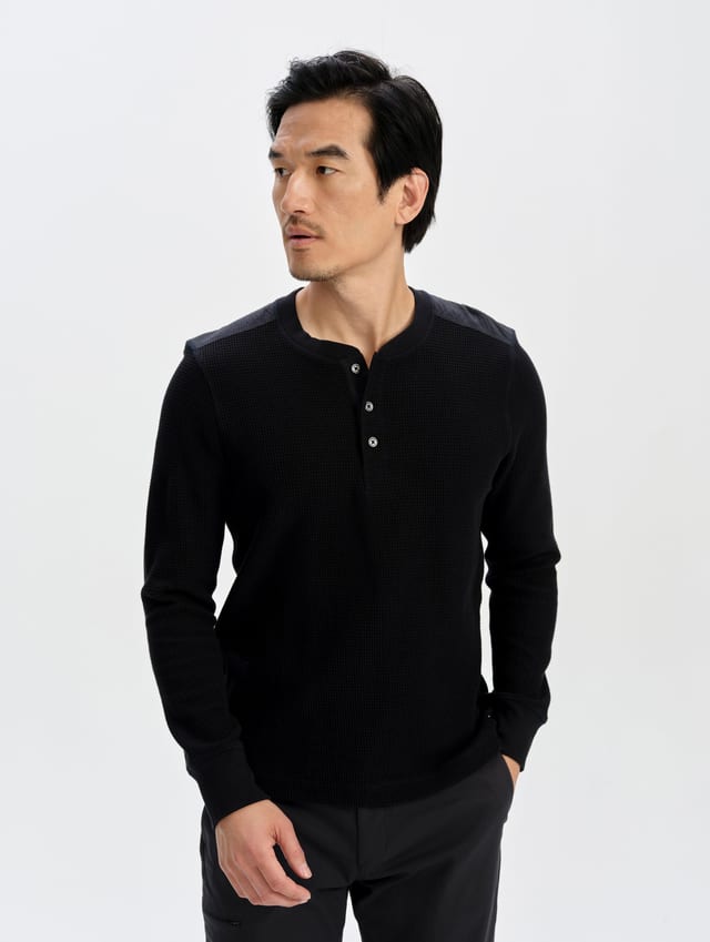 Polo henley de tejido waffle hombre