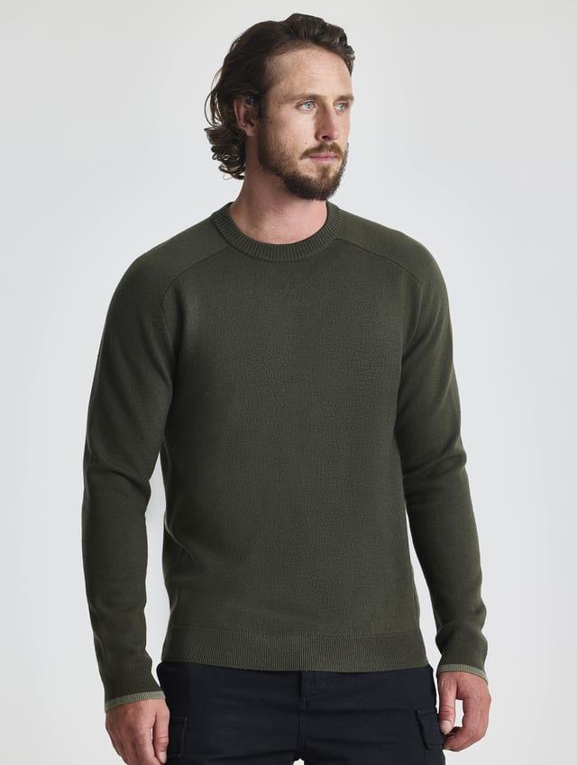 Chompa cuello redondo de merino hombre