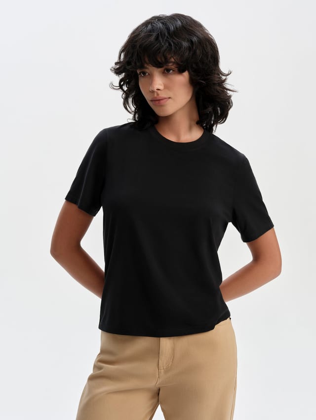 Polo manga corta de jersey stretch mujer