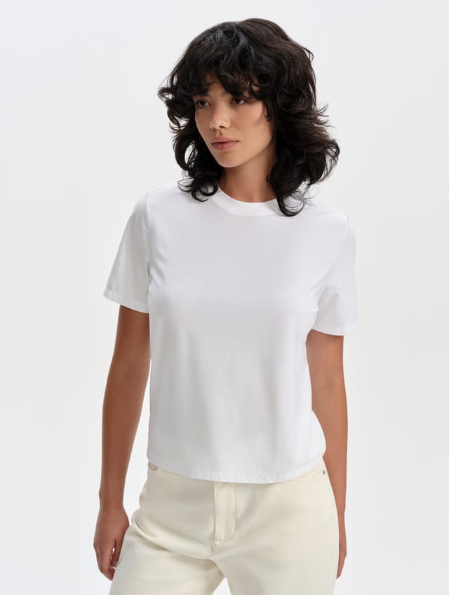 Polo manga corta de jersey stretch mujer