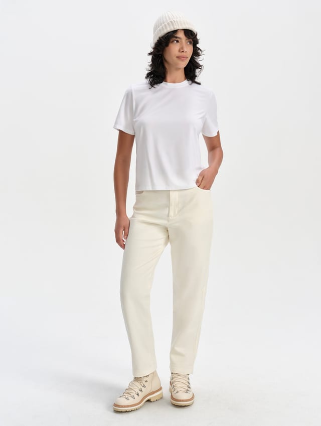 Polo manga corta de jersey stretch mujer