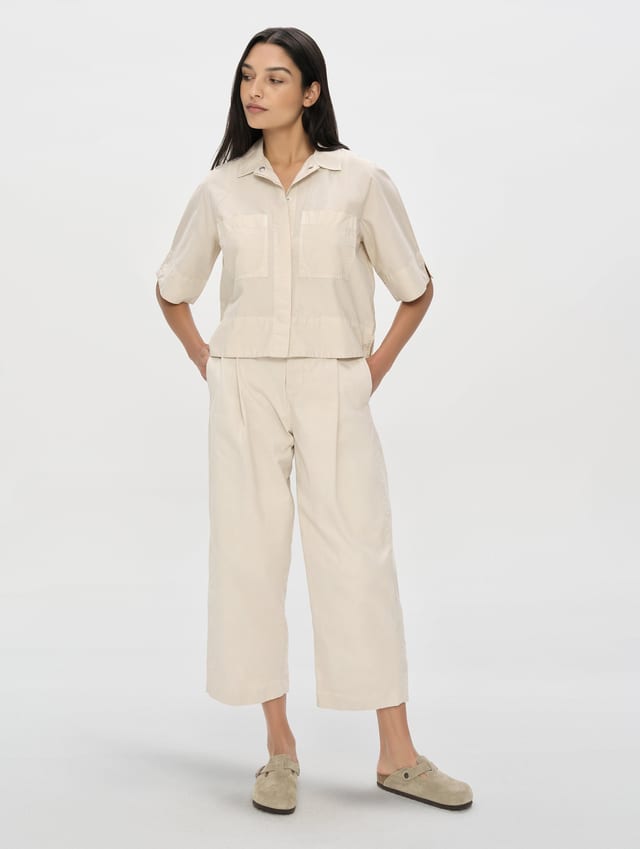 Camisa safari de popelina mujer