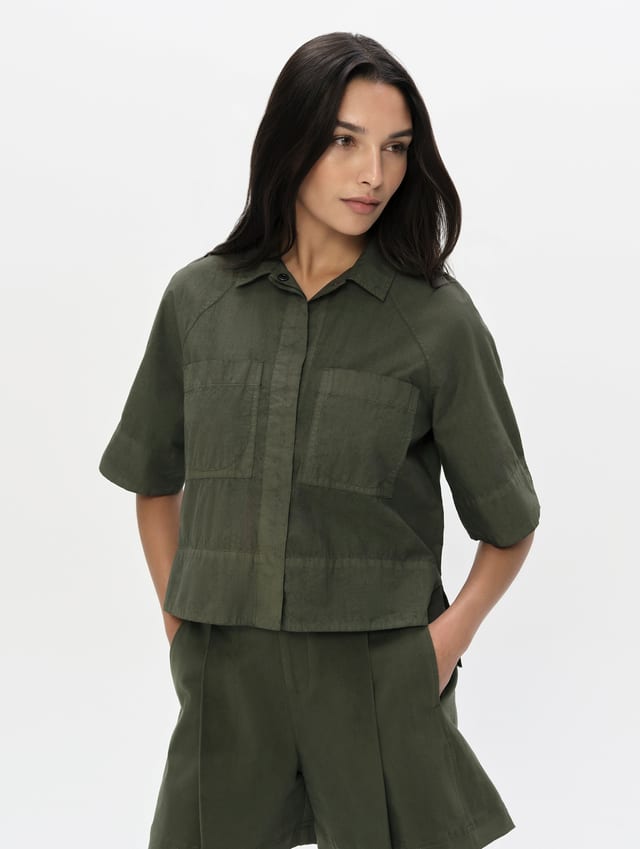 Camisa safari de popelina mujer