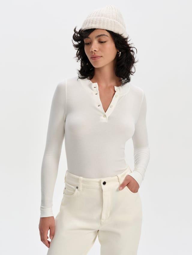 Polo henley manga larga mujer