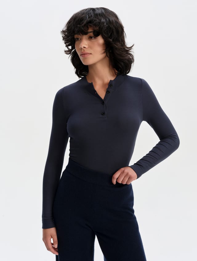 Polo henley manga larga mujer