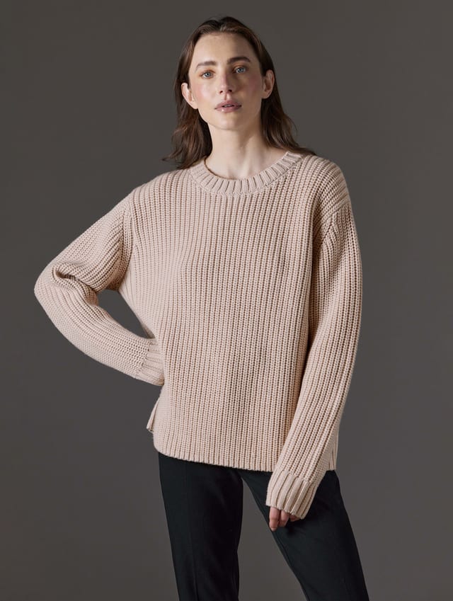 Chompa cuello redondo de merino mujer