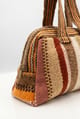 Cartera de mano de lana de oveja con líneas verticales multicolor