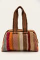 Cartera de mano de lana de oveja con líneas verticales multicolor