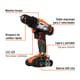 TALADRO INALAMBRICO 1/2 20V.BATERIA TRUPER 11011